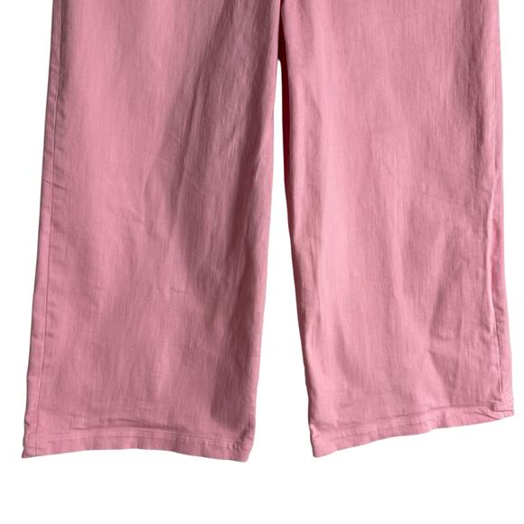 Tibi Pink Cotton Wide Leg High Waisted Cropped Denim Pants Size 8 - Picture 4 of 9